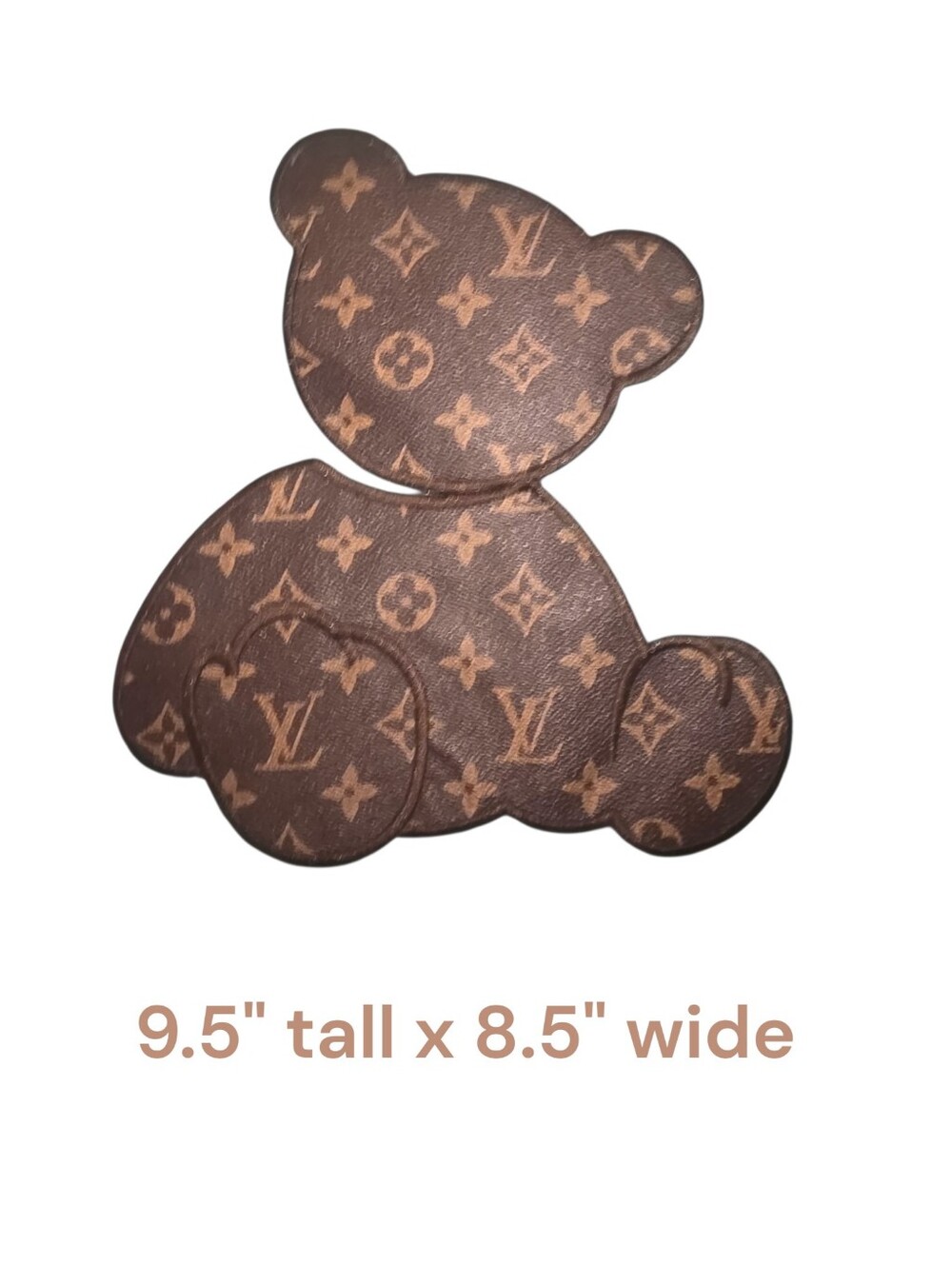 Large Luxury Fashion Brown Leather Bear Applique Iron On  Patch 9.5" x 8.5"